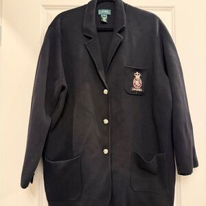 Ralph Lauren Black Cardigan with Embroidered Emblem